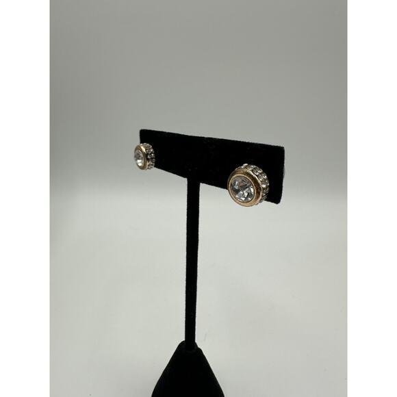 T Tahari Gold Tone Studs with All-Over CZs - Picture 2 of 6